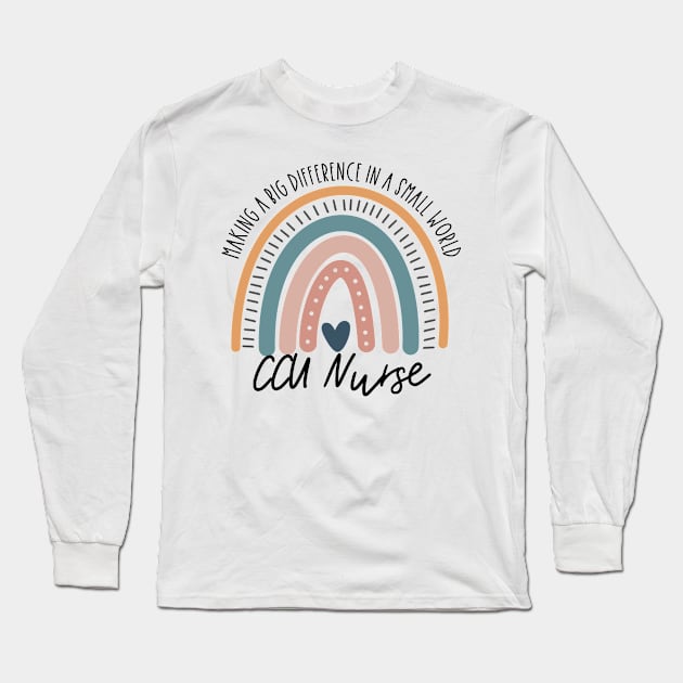 CCU Nurse Boho Rainbow Long Sleeve T-Shirt by IndigoPine